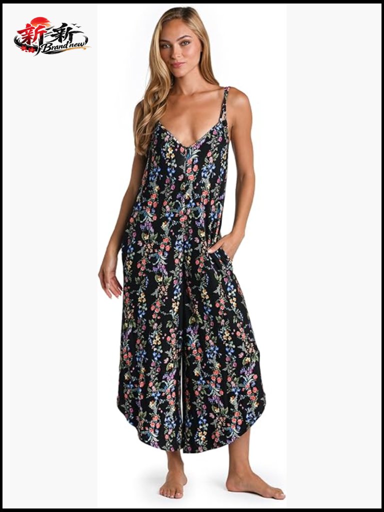 Rayon Jumpsuit Swimsuit Cover Up With Adjustable Straps